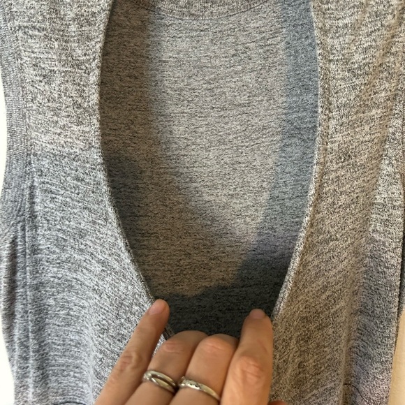 Gap Fit & Flare Jersey-Knit Heather Gray Sleeveless Dress Back Cut out Large - Picture 4 of 9